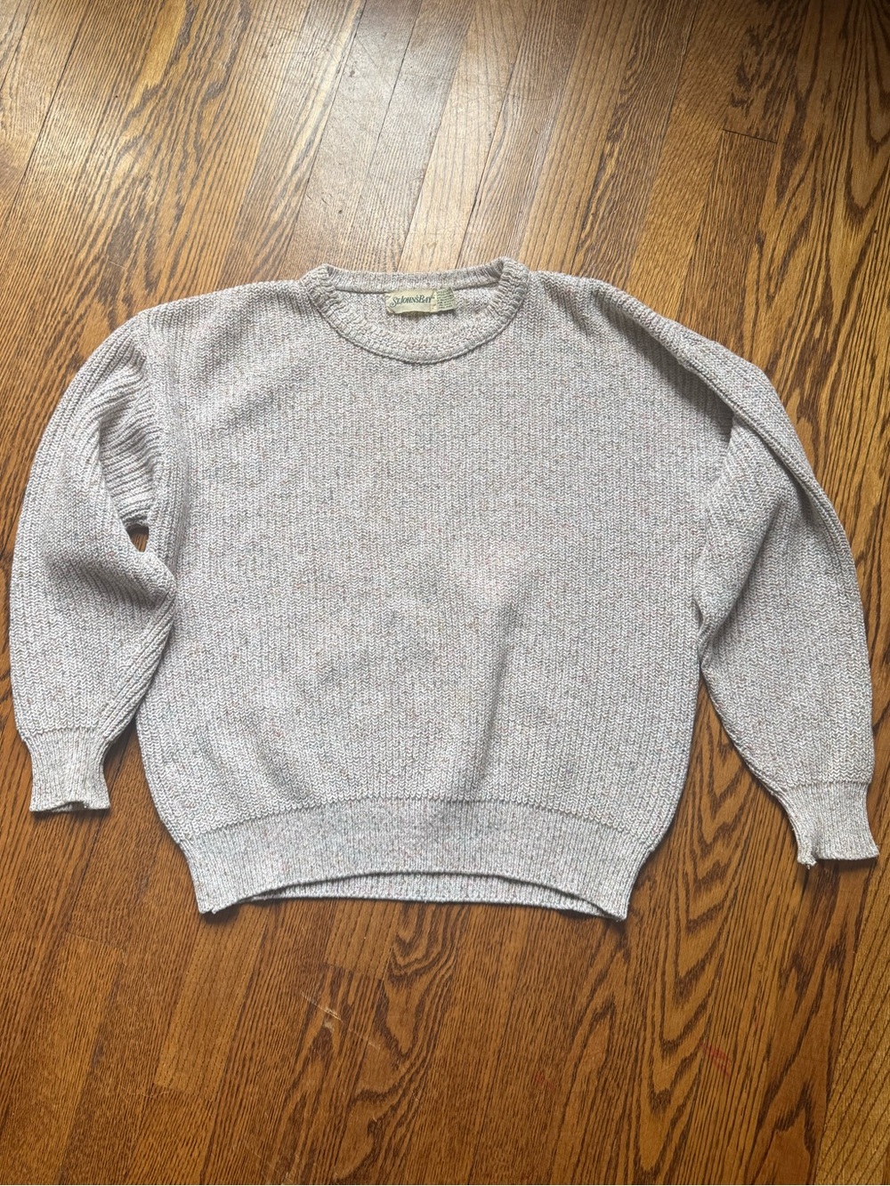 Vintage 90s USA Tweed Shaker Knit Sweater Women's M/L Fisherman Grandpa Cottage - Picture 2 of 5